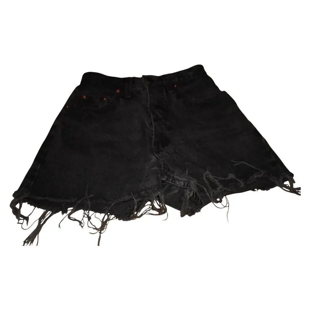 Vintage Levi's 851 Black Cutoff Shorts Made USA Orange Tab Frayed Raw Hem W28